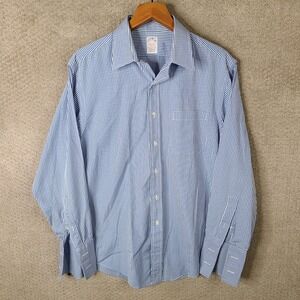 Brooks Brothers Makers Shirt Mens 16 - 4 Blue Gingham Button Down Long Sleeve